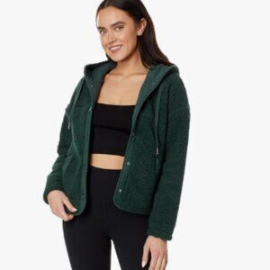 Spiritual Gangster Nessa Hoodie Sherpa Jacket Size Small Deep Forest Green